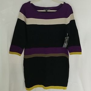 NWT Jones Wear Dress Purp/Blk/Wht/Yel Sz Med